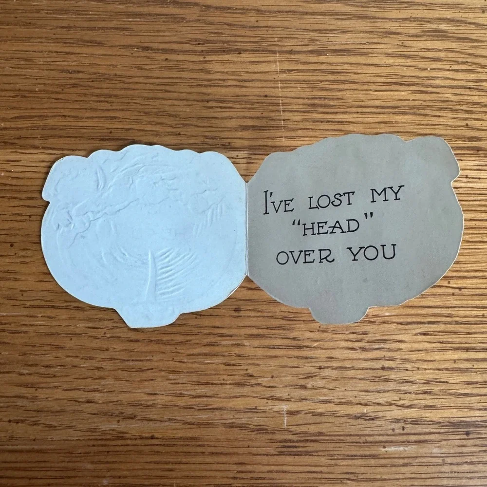 Vintage Cabbage My Valentine Pop Up Card Girl I've Lost My Head Over‎ You